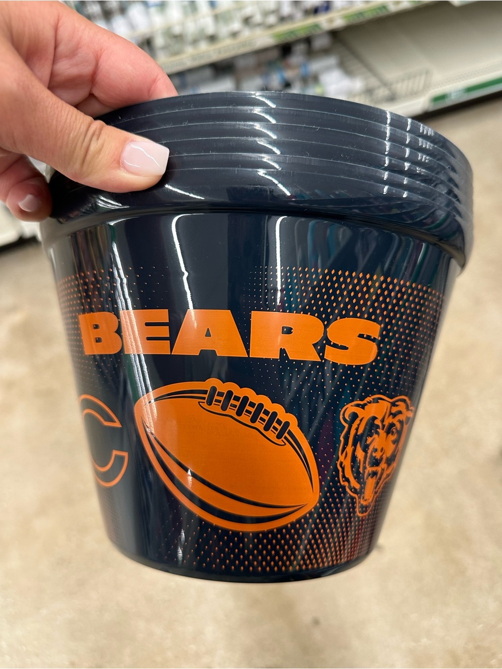 Chicago Bears Orange & Navy Decorative plastic popcorn bowl